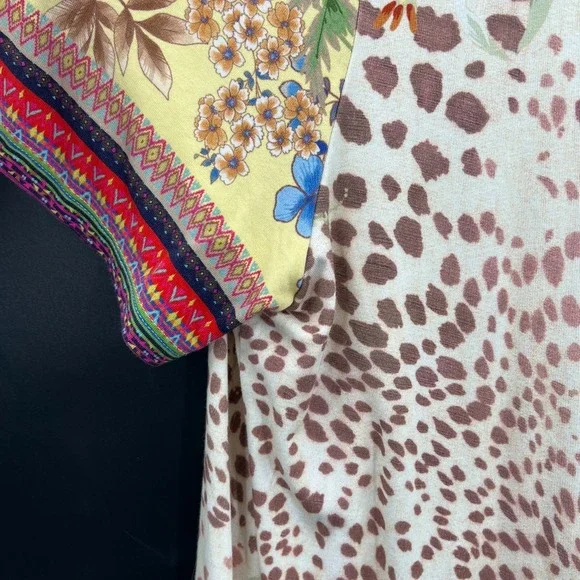 Johnny Was Wildflower Leopard Floral Swing Tee Boho Cottagecore Top Bamboo L - Picture 3 of 10
